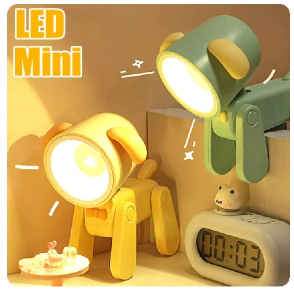 LED Mini Night Light Folding Desk Lamp Warm Yellow Cute Little Deer Puppy Animals Portable Home Decoration Light with Battery