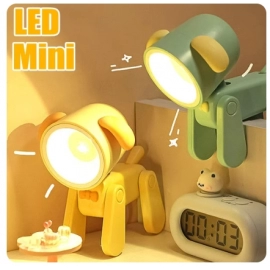 LED Mini Night Light Folding Desk Lamp Warm Yellow Cute Little Deer Puppy Animals Portable Home Decoration Light with Battery