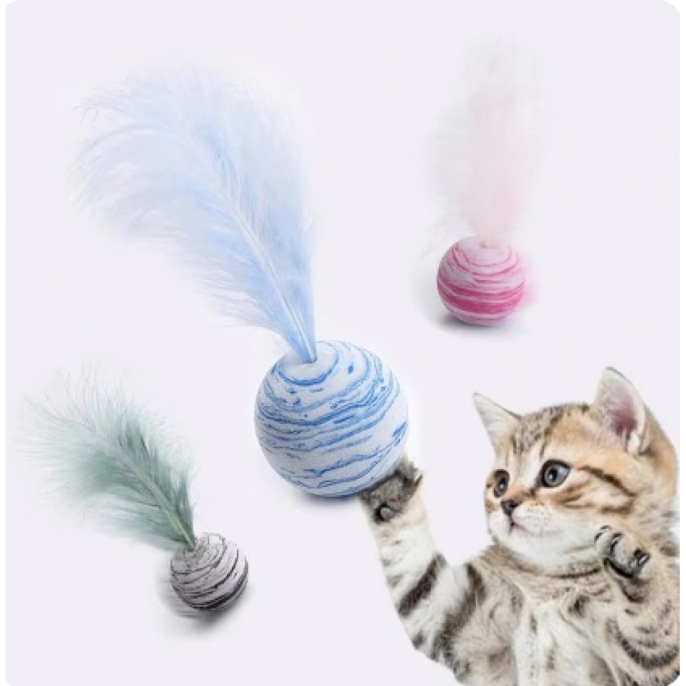 Cat toy Ball Feather Funny Cat Toy Star Ball Plus Feather Foam Ball Throwing Toys Interactive Plush Toys Pet Supplies katten toy